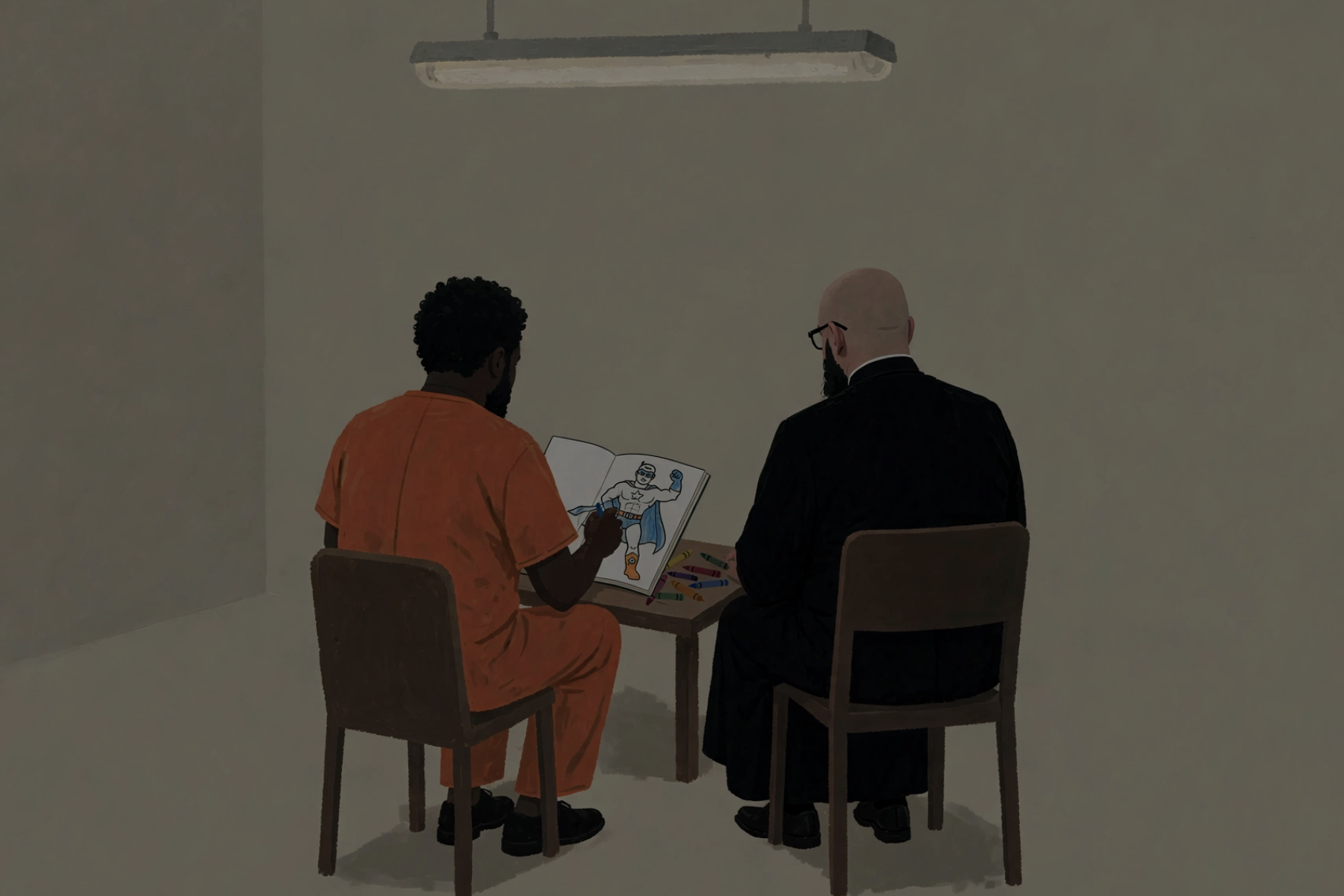 Illustration of a prison coloring visit